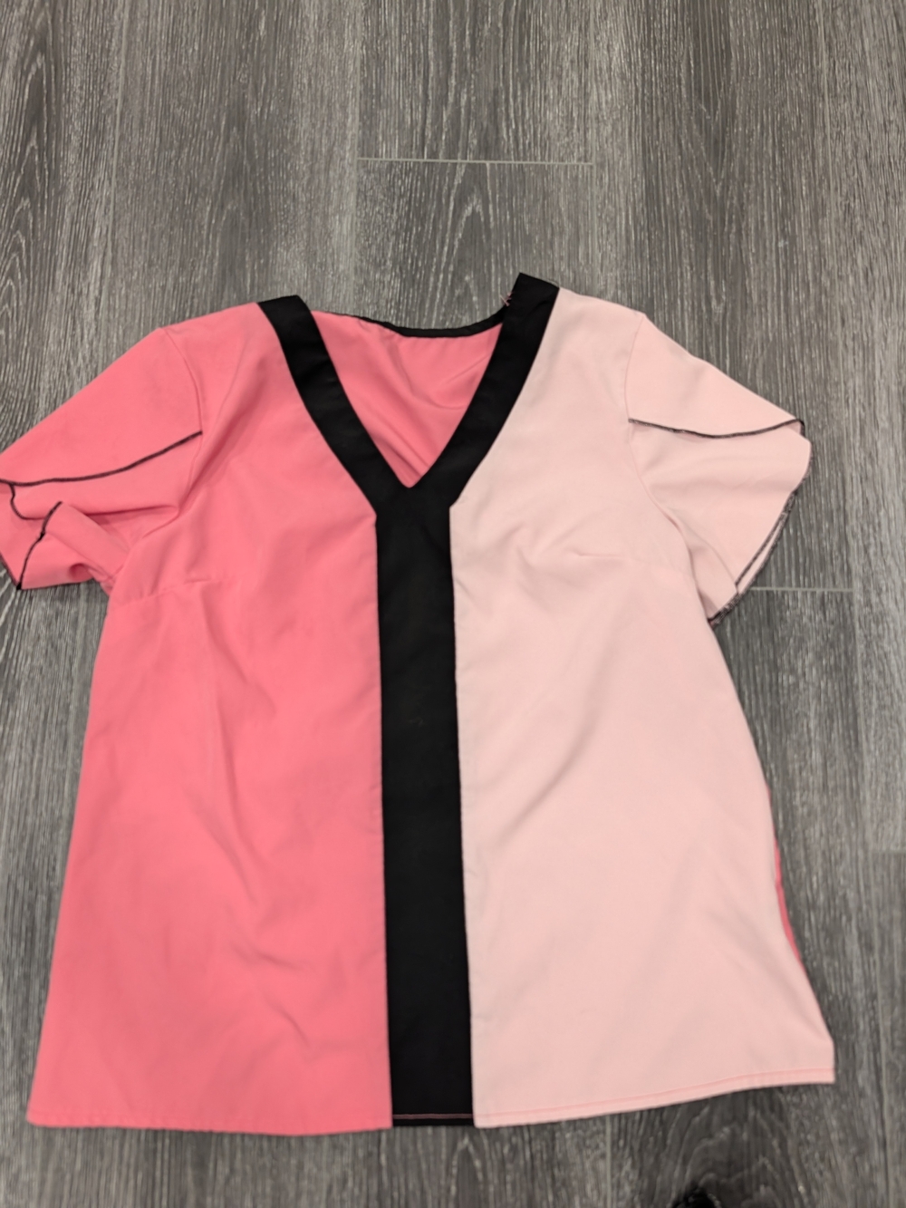 Colorblock Pink V-Neck Women’s Top
